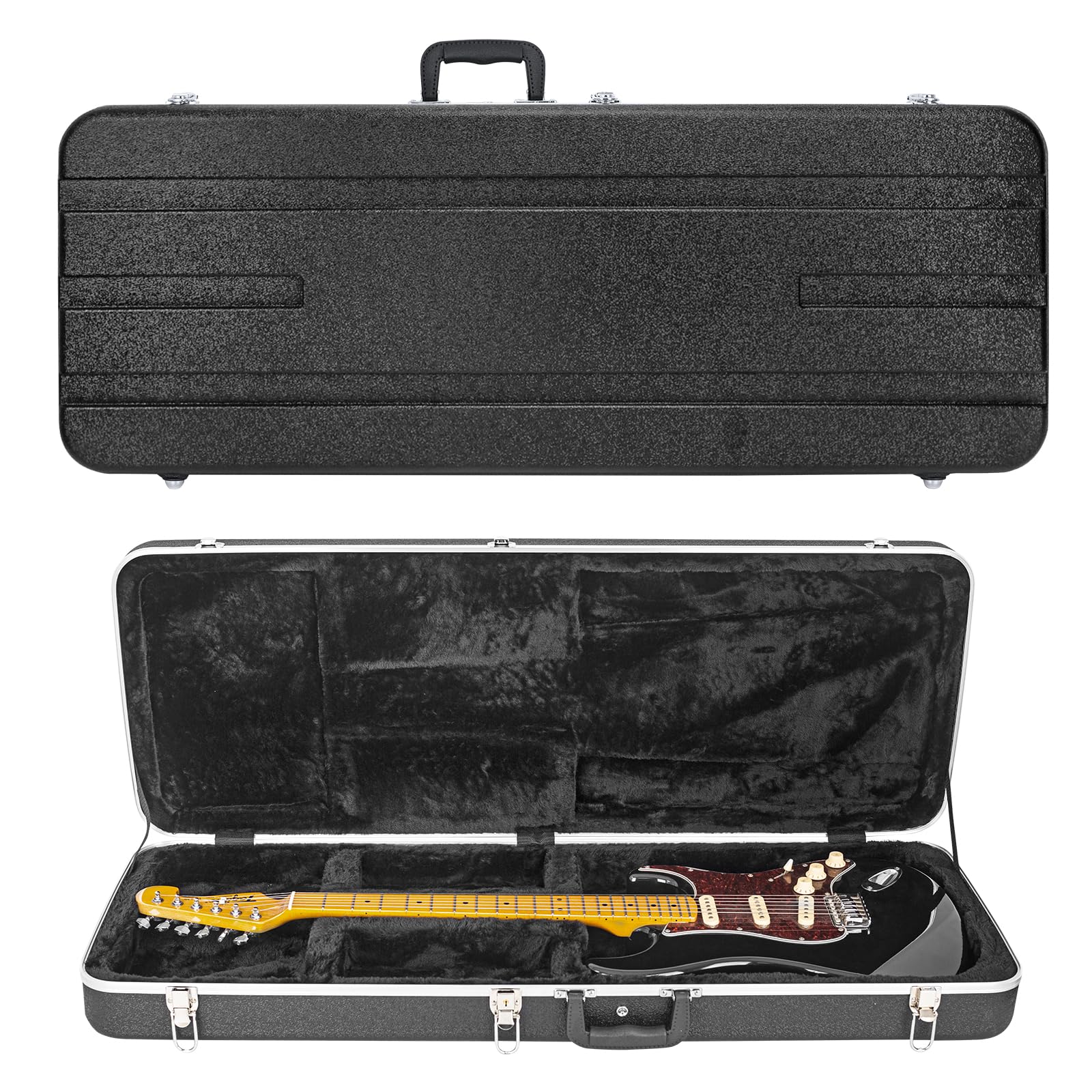 MUZNOTE ABS Electric Guitar Hard Case with 1.1 Inch Foam Plush Interior - Waterproof Gig Bag for Electric Guitars (Black) | Perfect for Travel, Storage & Stage Performances