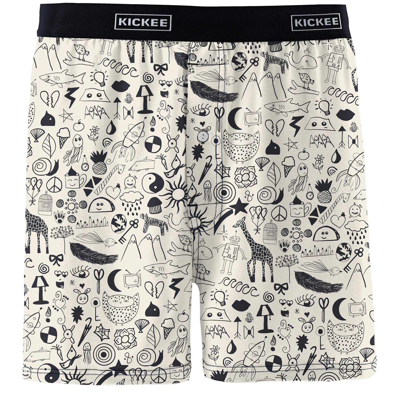 KICKEE Men's Lightweight Breathable Boxer Shorts with Fun Prints - Comfortable Underwear for Everyday Wear, Workout & Lounging