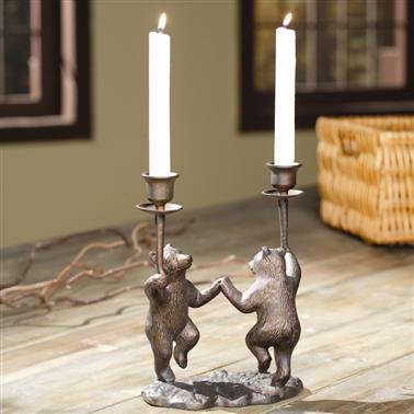 Elegant Dancing Bear Pair Taper Candle Holders - Vintage Home Decor for Dining Table, Wedding Centerpiece & Romantic Ambiance