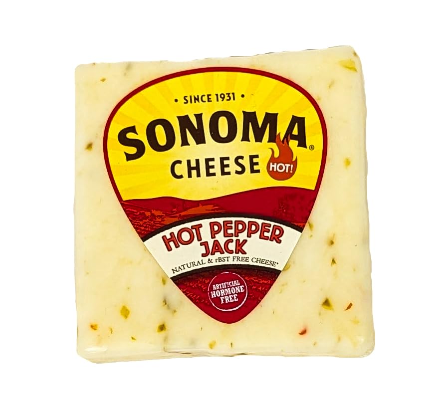 Sonoma Hot Pepper Jack Cheese 5.3 oz - Spicy Jalapeño Flavored Snack for Sandwiches, Burgers & Nachos - Perfect for Parties & Game Nights