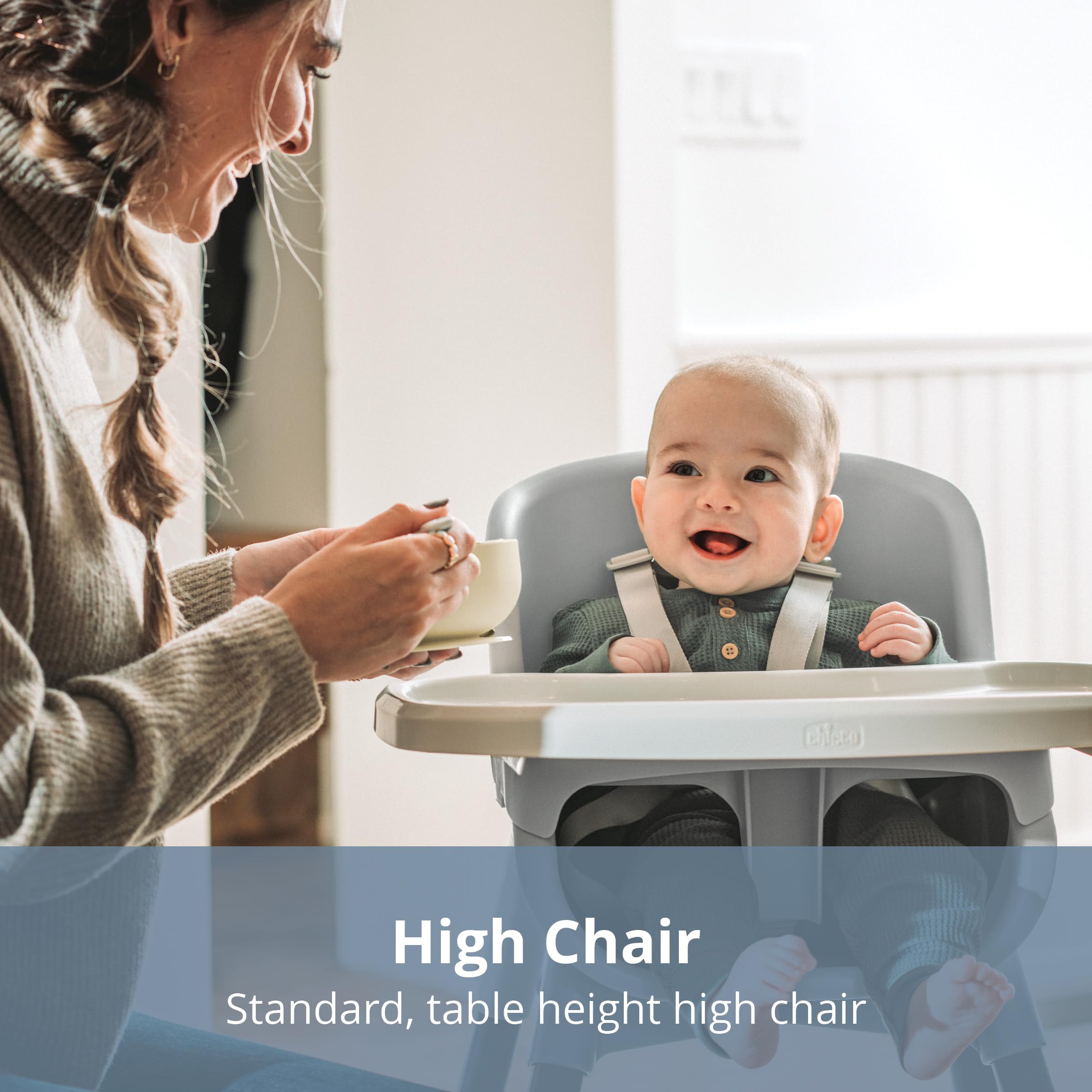 Chicco Zest 4-in-1 Convertible High Chair - Adjustable Toddler Feeding Chair & Youth Stool with Easy Clean Fabric | Space Saving Foldable Design | Perfect for Dining, Kitchen & Travel | Capri Blue