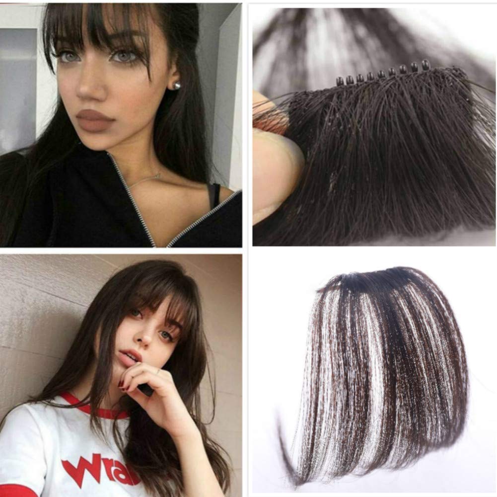 VIEWS Clip On Hair Bang Fringe - Women's Front Head Hair Extension Piece, Thin Natural Black Hair Extensions for Women & Girls | Perfect for Cosplay, Costume Parties & Daily Styling