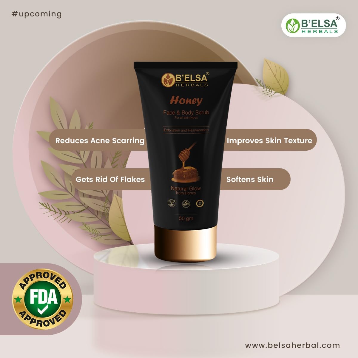 B'ELSA Honey Face and Body Scrub - Natural Exfoliating Cleanser for Glowing Skin | Perfect for Daily Skincare Routine & Spa Day at Home