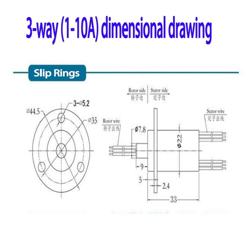 High-Quality 3-Wire 10A 22mm Diameter Slip Ring Connector for Motors & Rotating Electrical Devices | Durable Rotary Electrical Contact Solution for Robotics, Wind Turbines & Industrial Equipment