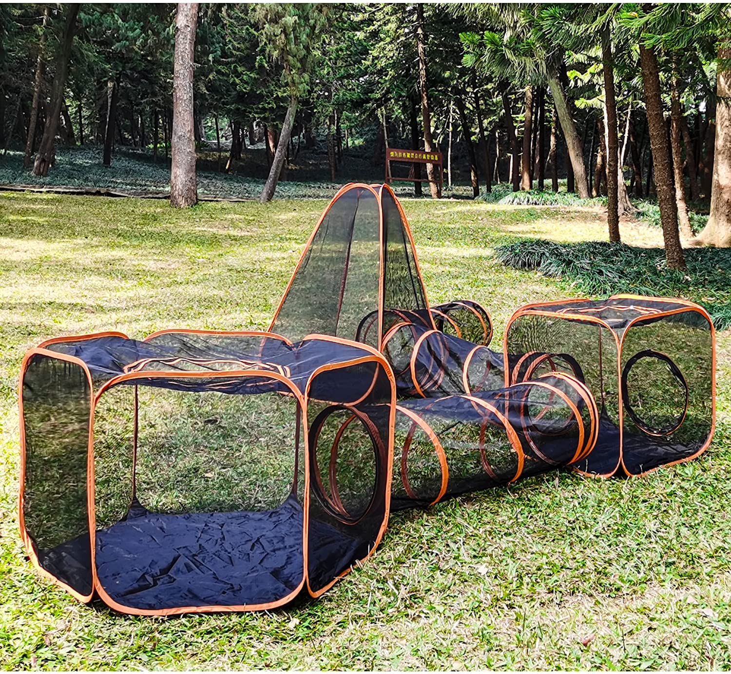 6-in-1 Outdoor Cat Enclosure & Play Tunnel Tent - DIY Modular Cat Playpen for Indoor/Outdoor Use - Perfect for Cats, Rabbits & Small Pets - Great for Backyards, Patios & Pet Play Areas