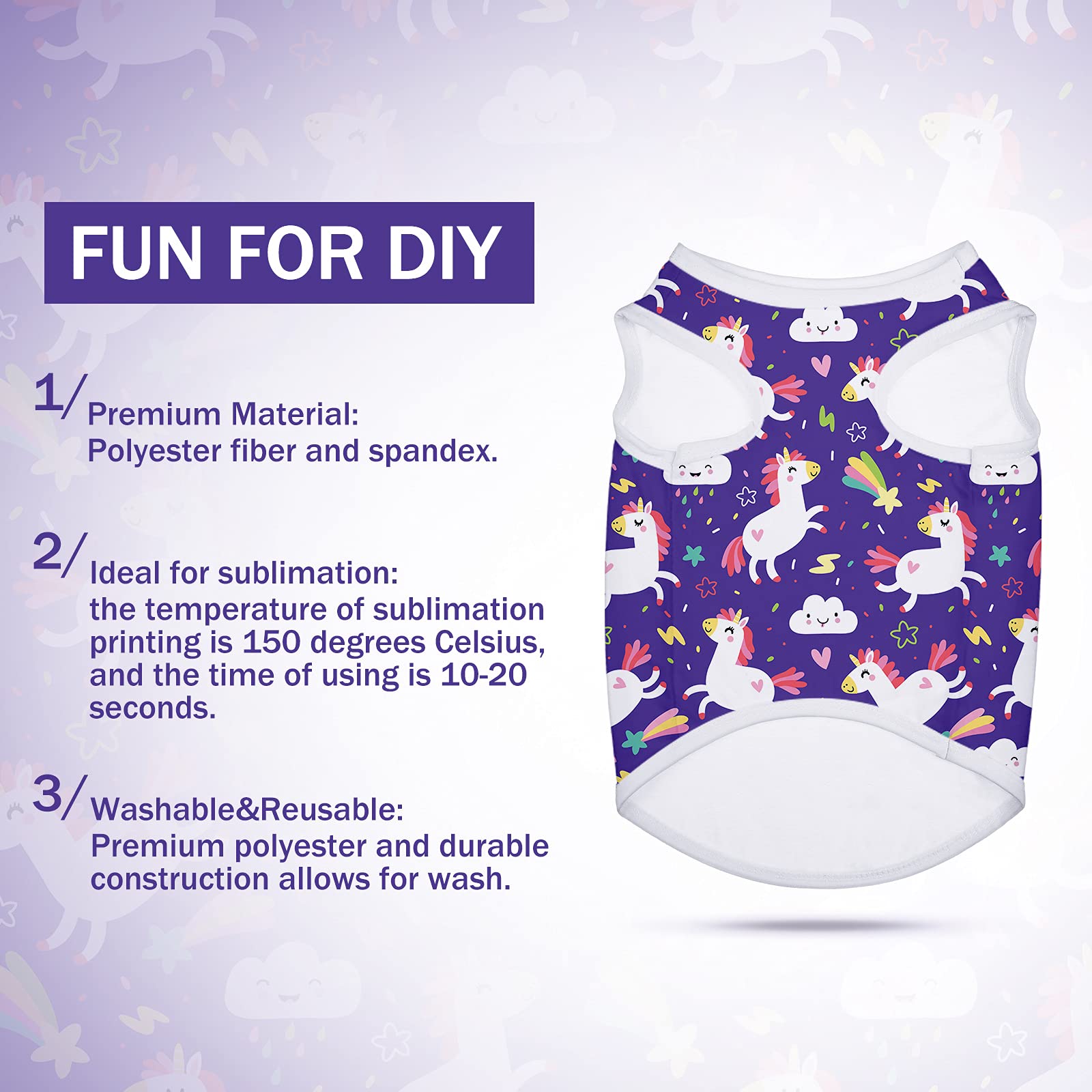 8-Piece Sublimation Blank Dog Shirts Set - Heat Transfer Dog Pajamas & Lightweight Puppy Vests - Breathable Apparel for Small to Medium Dogs (M) - Perfect for Daily Wear, Pet Photos & Special Occasions