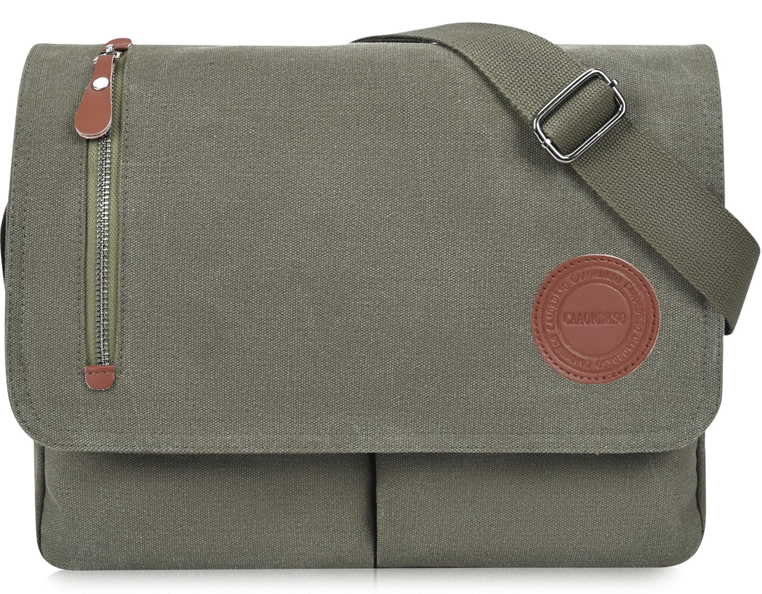 Vintage Canvas Messenger Bag for Men & Women - Crossbody Shoulder Bag with Adjustable Strap - Fits 13-13.6 Inch Laptop - Perfect for Work, Travel & College (Black)