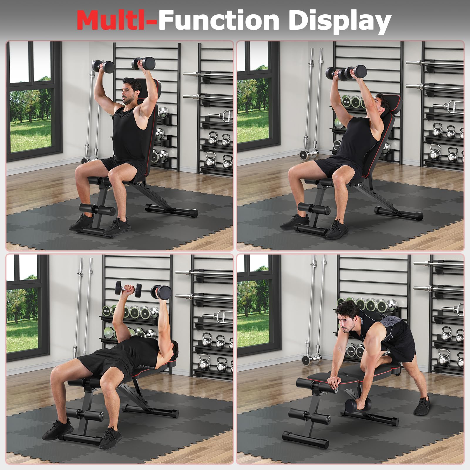 Adjustable Weight Bench with Leg Extension & Preacher Pad - 800lbs Capacity Home Gym Equipment for Strength Training | Flat, Incline & Decline Bench Press, Leg Curl Exercises | Perfect for Home Workouts & Small Space Fitness Studios