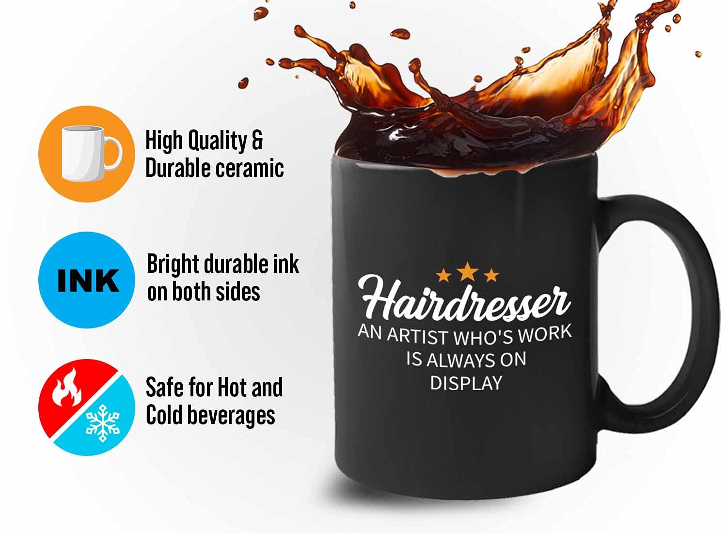 Bubble Hugs Barber Coffee Mug 11 oz Black - Perfect Gift for Hairdressers, Stylists & Beauty Professionals - Great for Coffee Breaks at Hair Salons & Barber Shops