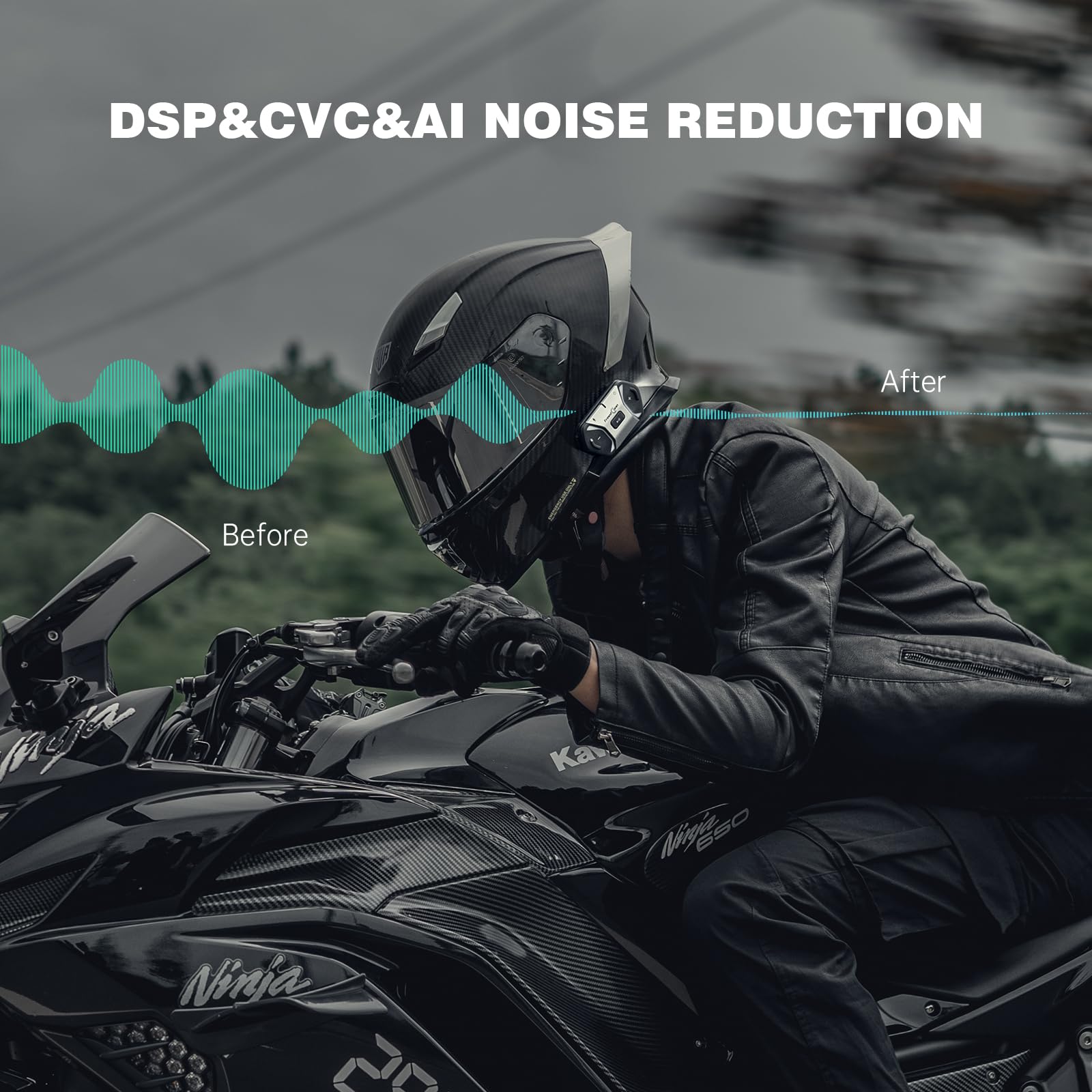 FreedConn Motorcycle Bluetooth Headset - MESH 2.0 256 Rider Group Intercom, AI Noise Cancellation, IP67 Waterproof, 1200mAh Battery, Hi-Res Audio - Perfect for Group Riding, Touring & Adventure Motorcycles