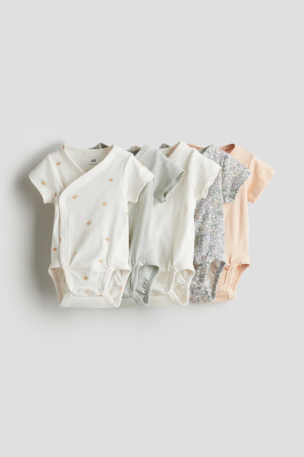5 Pack Soft Cotton Baby Bodysuits - Beige & White (Newborn) - Perfect for Everyday Wear, Gifts & Photo Shoots