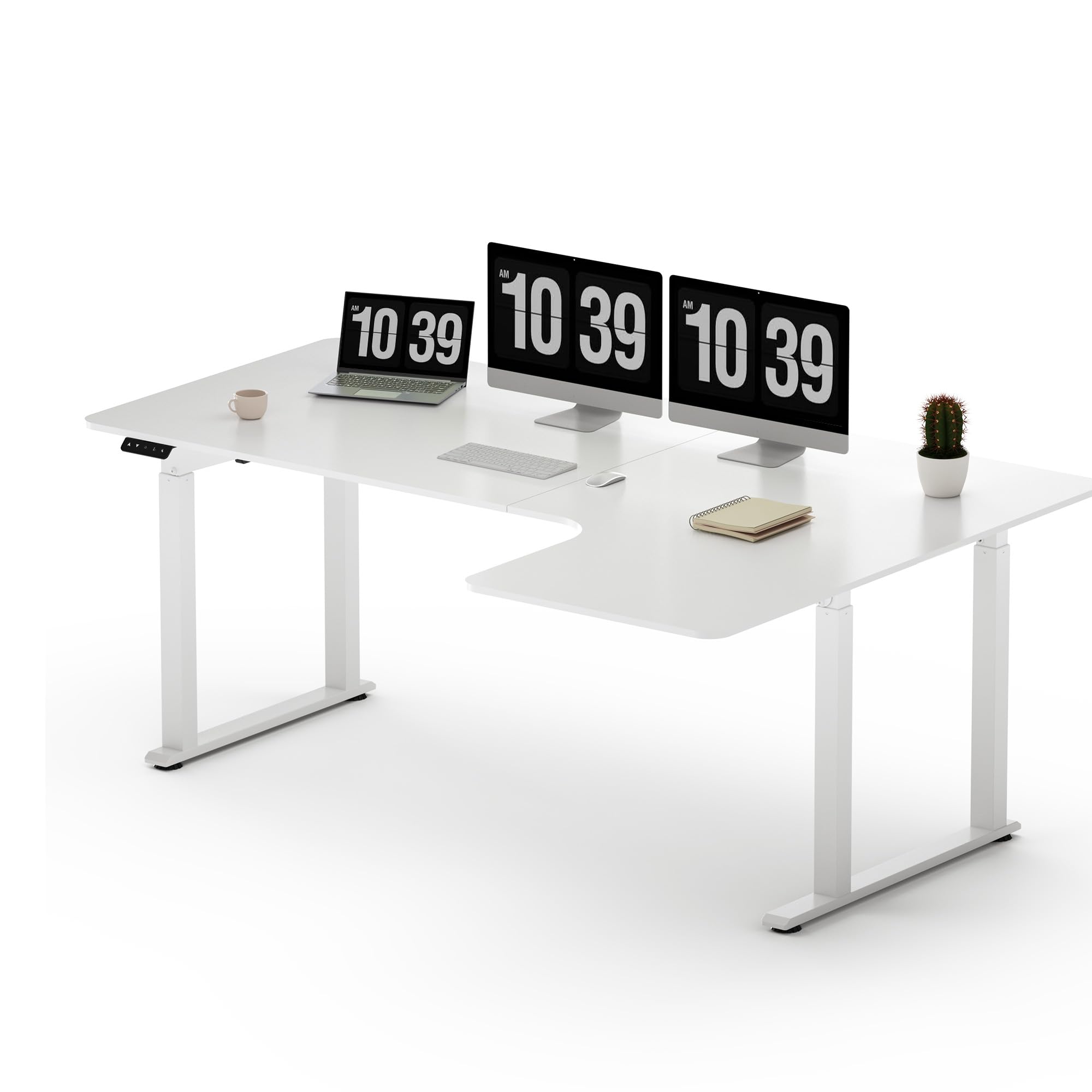 Premium SANODESK L-Shaped Electric Standing Desk - Dual Motor 4-Leg Height Adjustable Workstation with Memory Presets (71
