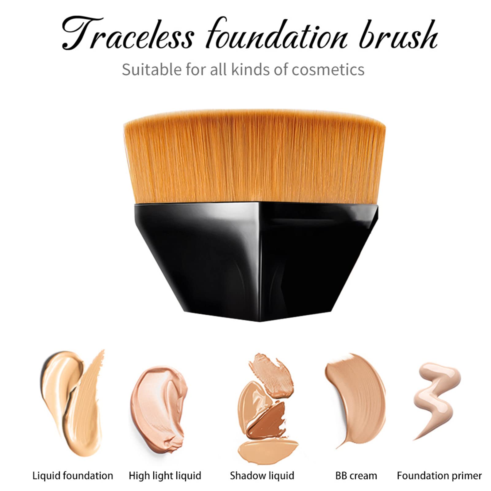 4-Pack Flat Foundation Makeup Brushes with Caps for Women & Girls - Perfect for Travel & Daily Use