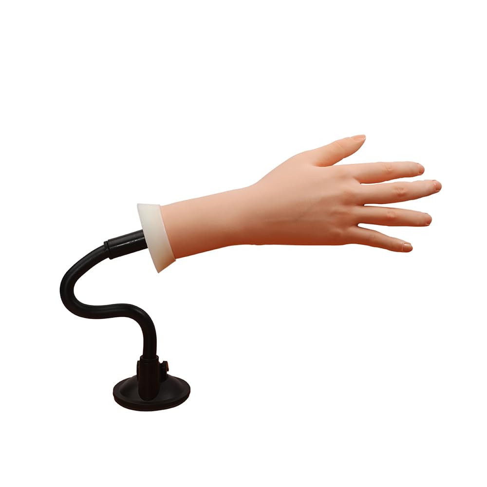 Acrylic Nail Practice Hand with Holder - Flexible Bendable Mannequin Hand for Nail Art Training, Perfect for Beginners & Professionals - Ideal for Salon Practice, Nail School & Home Manicure Training