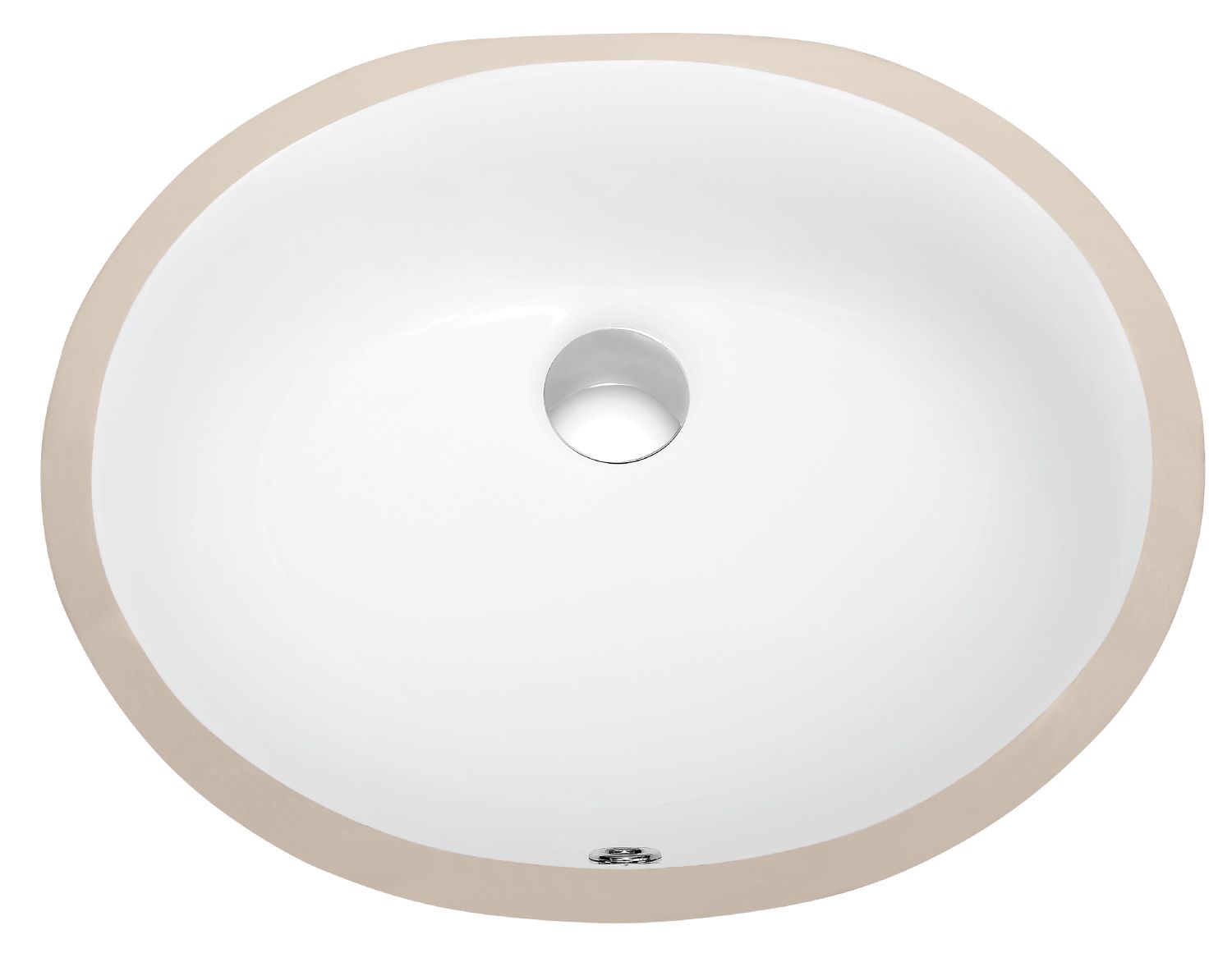 White Glazed Oval Under Counter Mount Basin with Overflow Hole - Perfect for Bathroom Vanities and Powder Rooms