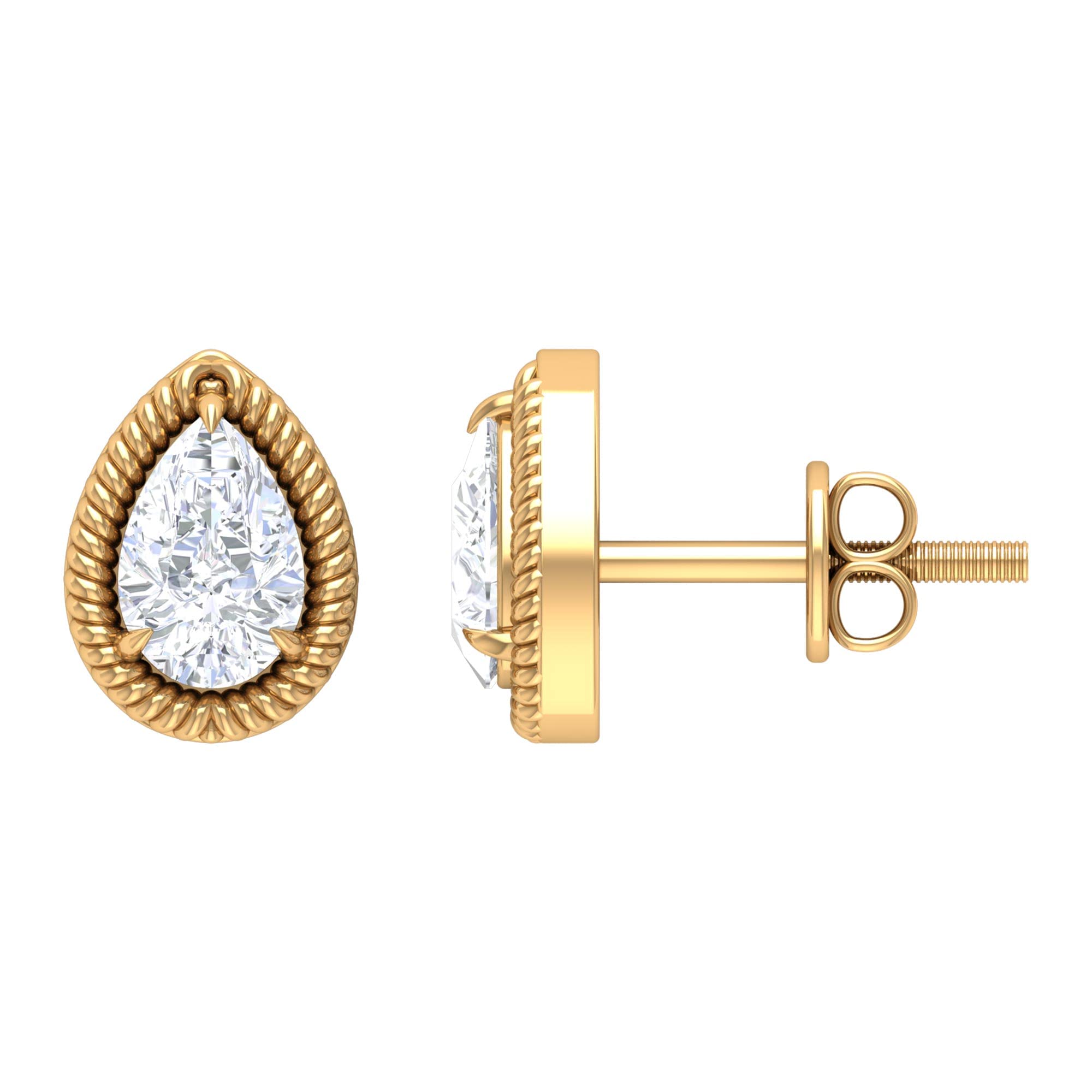 4X6 MM Pear Cut Moissanite Stud Earrings for Women - 14K Solid Gold White Moissanite Solitaire Earrings | Elegant Everyday Jewelry & Gift for Wedding, Anniversary, Birthday