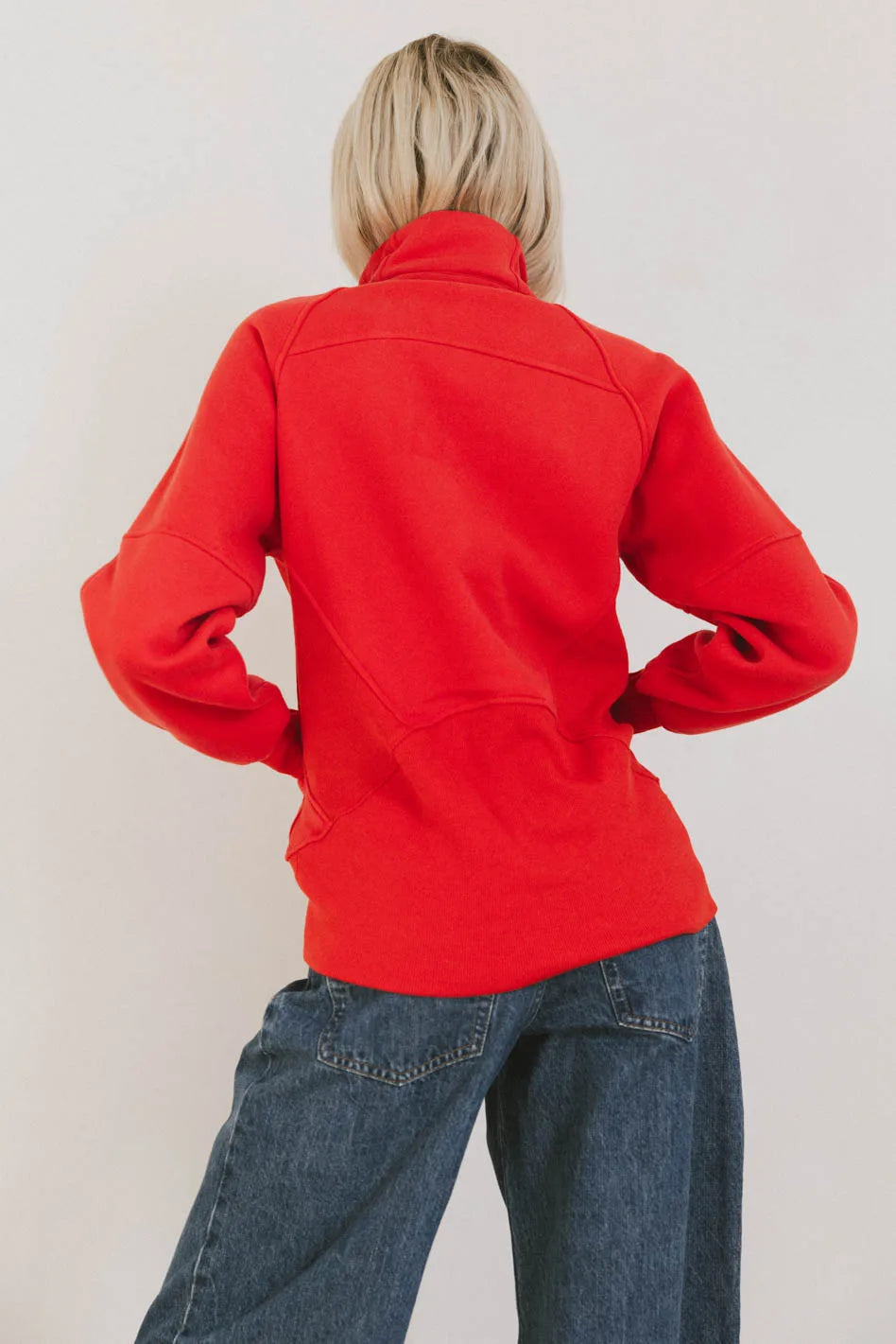 Krista Half Zip Sweatshirt for Women - Cozy Red Pullover Fleece Top | Casual Loungewear & Outdoor Activities | FINAL SALE