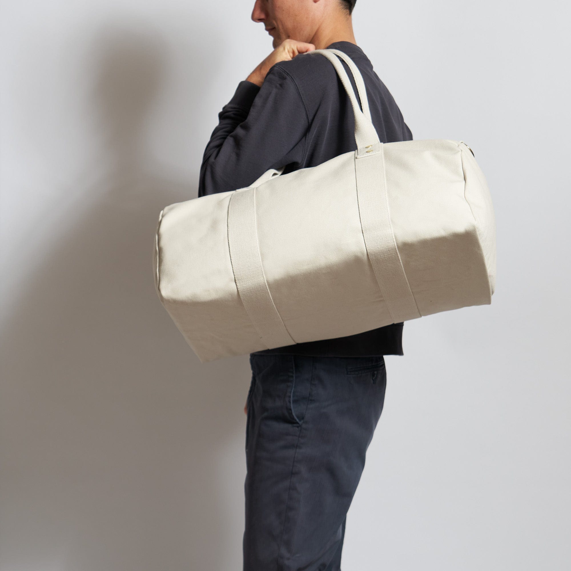 Eco-Friendly Vegan Weekender Bag - Natural Cotton Canvas, Lightweight & Durable Travel Duffel - Perfect for Weekend Getaways, Gym, Beach & Business Trips (Desert Sand)