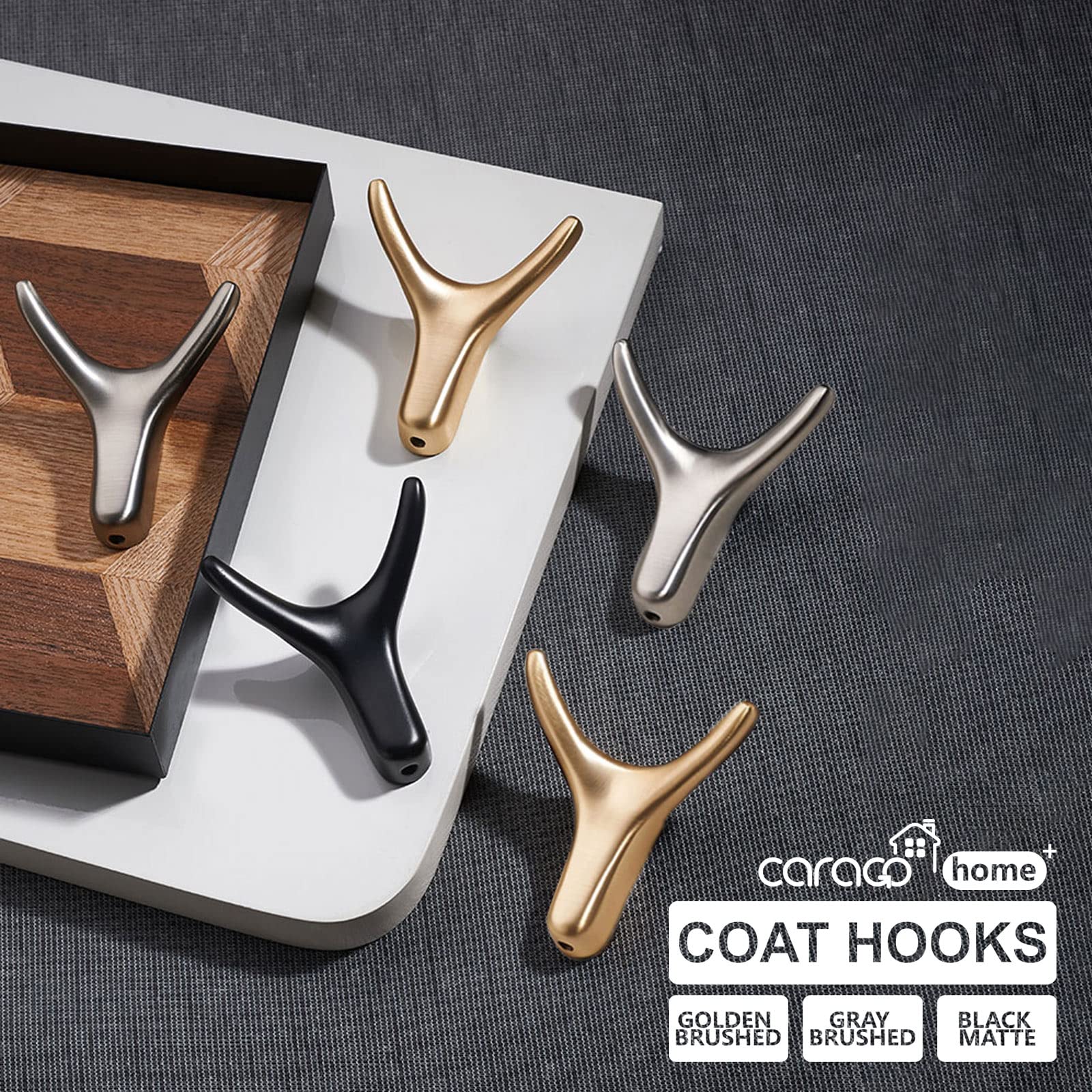 CARAGO 3-Pack Heavy Duty Metal Wall Hooks - Matte Black Coat & Towel Hangers for Bathroom, Kitchen, Living Room - Perfect for Hanging Clothes, Hats, Bags, Towels & Robes - Ideal for Home, Office & Dorm Organization