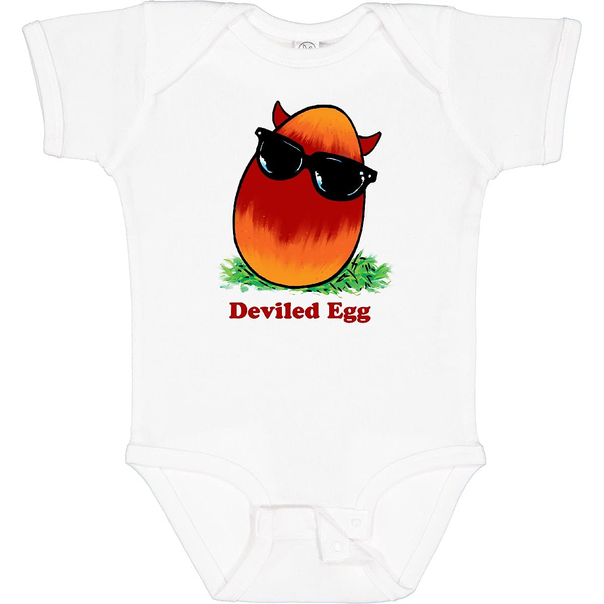 Inktastic Easter Red and Orange Devil Egg Horns Baby Bodysuit - Cute Holiday Outfit for Easter, Halloween & Themed Parties