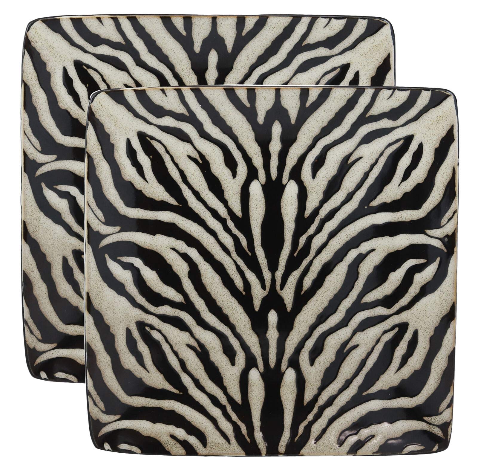 Wildlife Jungle Predator Print Large Square Dinner Plates Set of 2 - Perfect for Safari Themed Dinner Parties, Animal Lovers & Unique Home Decor