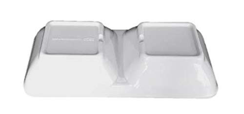 Melamine Rectangular Divided Plastic Dipping Plates - 2-Compartment Soy Sauce Dishes, White (144-Pack, 12 Dozen) - Perfect for Sushi Restaurants, Asian Cuisine & Party Serving Trays
