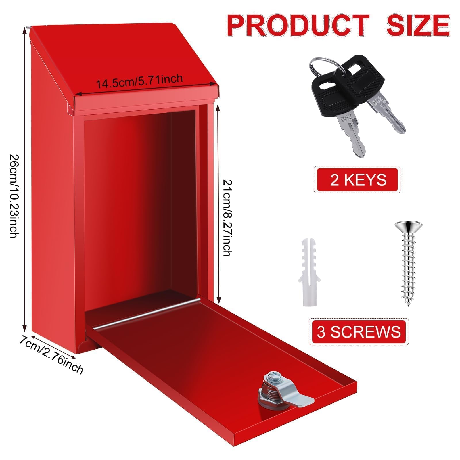 Secure Locking Metal Donation Box with Key - Wall Mounted Waterproof Charity Collection & Suggestion Box for Cash - Ideal for Home, Office, Outdoor & Public Spaces