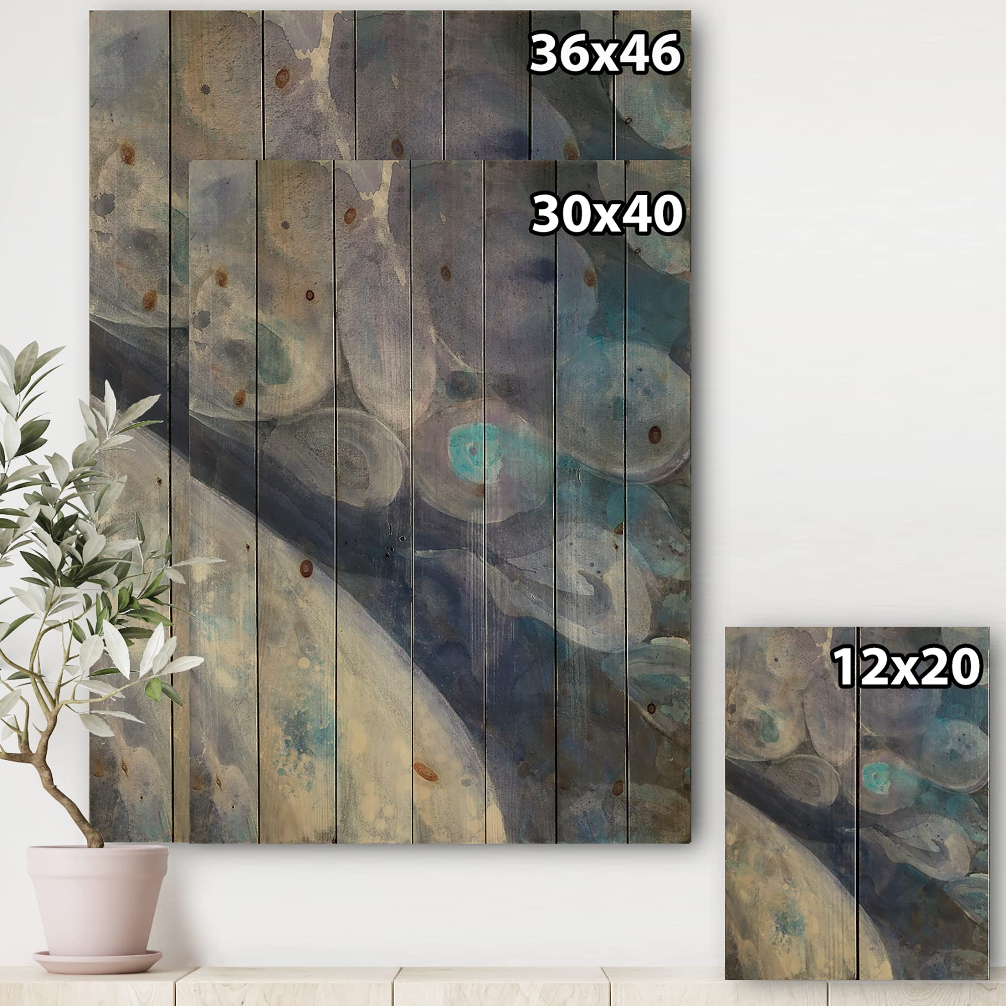 Into The Indigo Stream Nautical Coastal Wood Wall Art - Blue Abstract Wooden Wall Panels Printed on Natural Pine - Perfect for Beach House Decor, Living Room Accent Wall & Coastal Themed Interiors