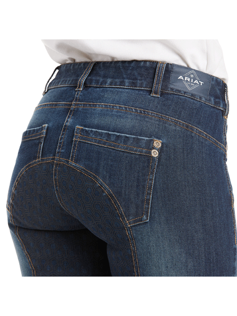 Ariat Halo Denim Grip Seat Breeches - Comfortable Equestrian Riding Pants for Women - Perfect for Horseback Riding, Training & Show Jumping