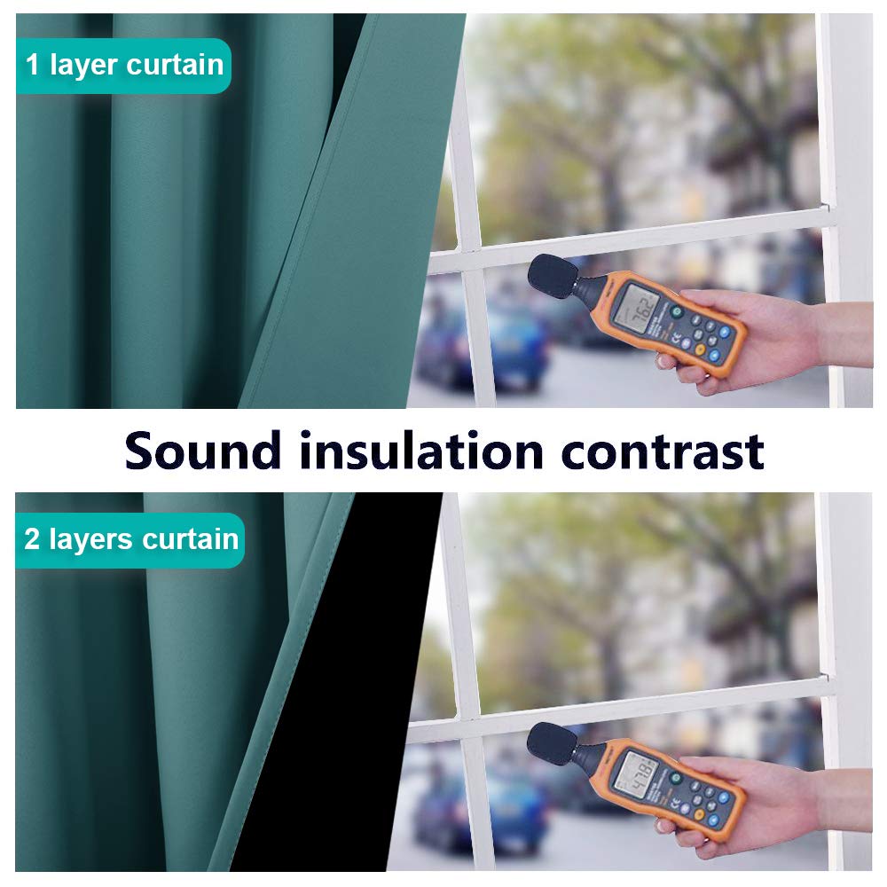 NICETOWN 100% Blackout Thermal Insulated Curtains - 2 Panels, 52x54 Inches, Sea Teal - Black Lined Drapes for Dining Room, Bedroom & Living Room - Energy Saving, Noise Reducing & Room Darkening for Better Sleep & Privacy