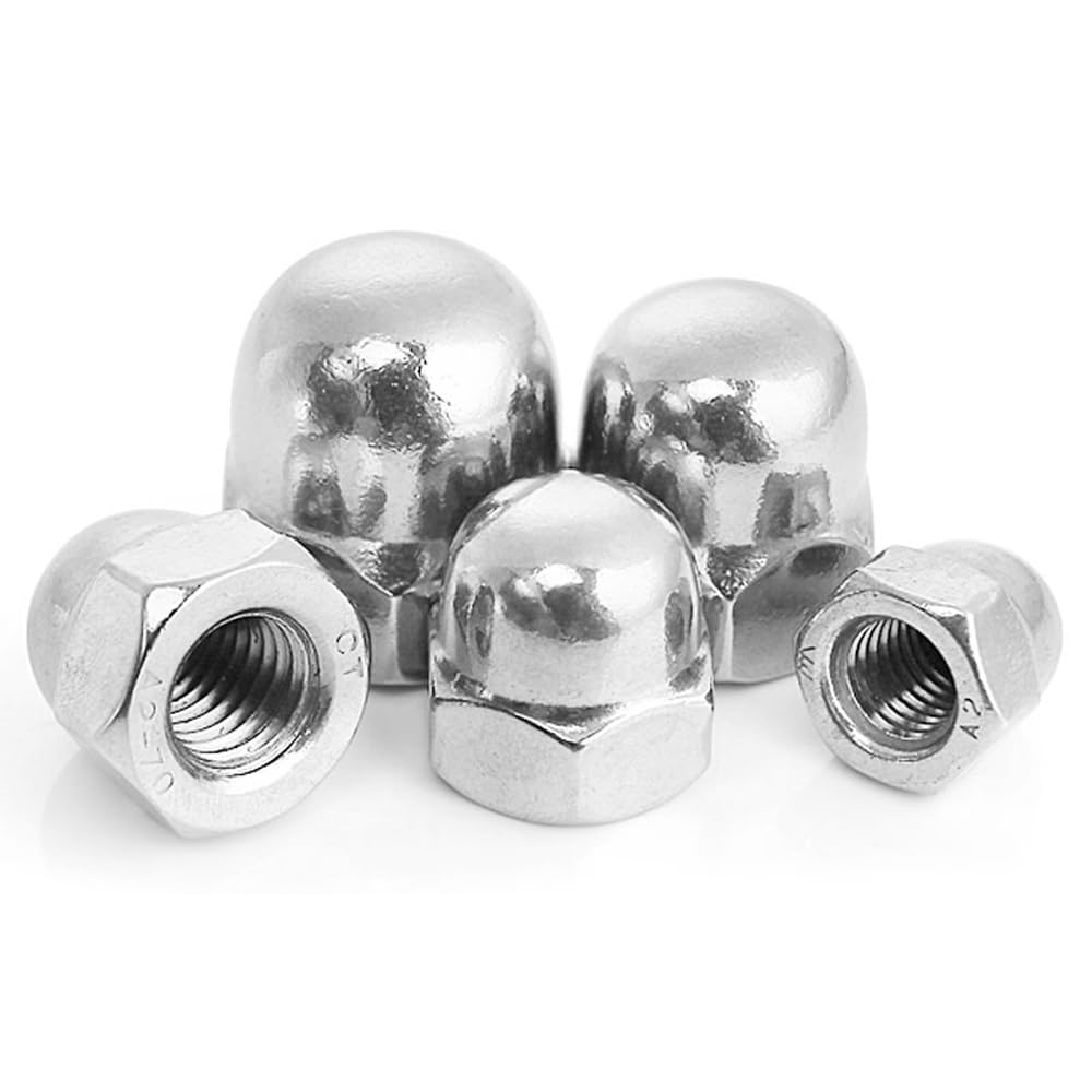 M5 Acorn Cap Nuts - M5x0.8mm Dome Head Hex Nuts, 18-8 Stainless Steel Hardware Nuts (Bright Finish, Full Thread Coverage) - Pack of 50 - Ideal for Automotive, Furniture, and DIY Projects
