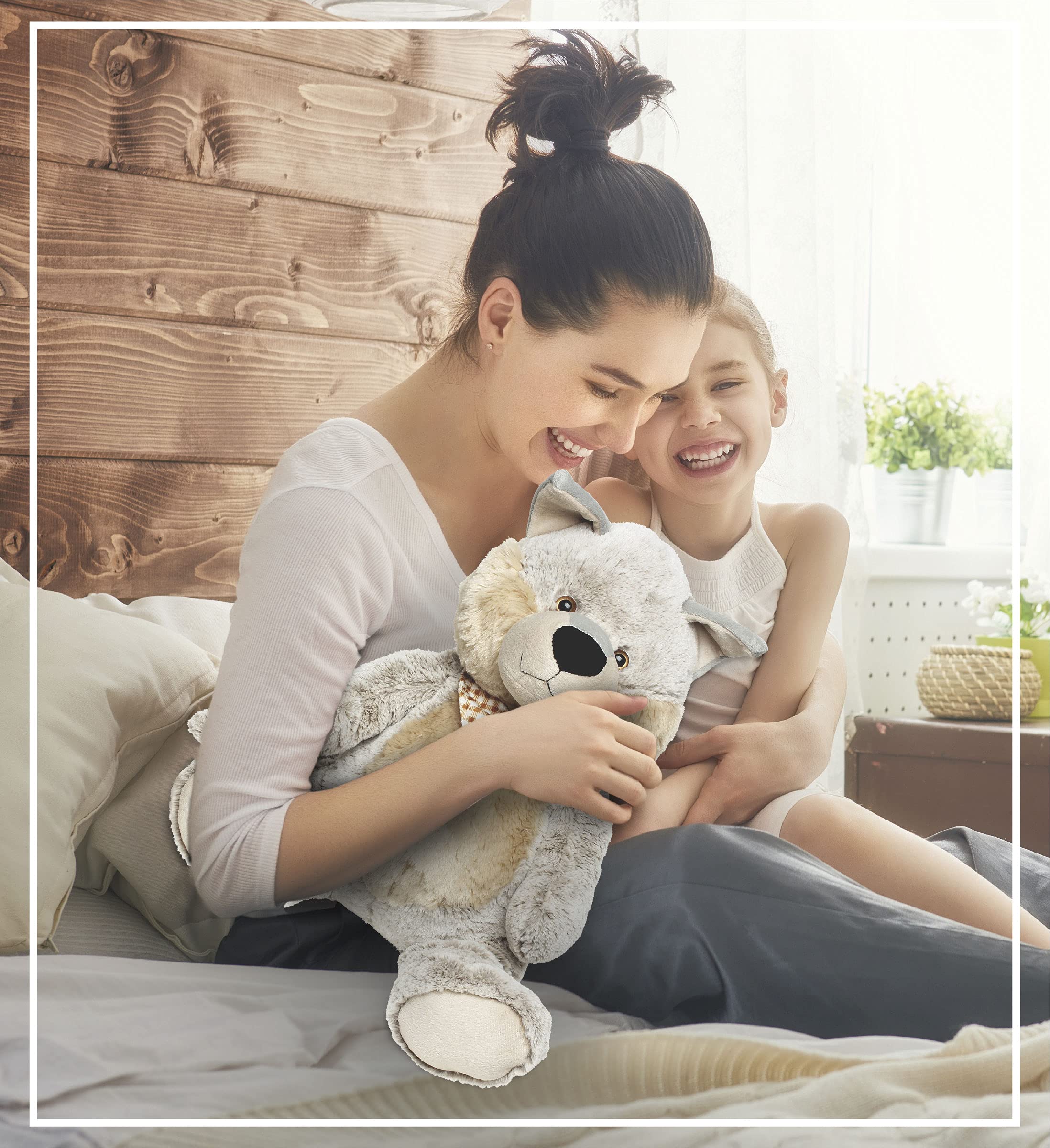 Puzzled DolliBu Plush Wolf Stuffed Animal Pillow - 17 Inch Super Soft Jumbo Hugging Plush for Kids & Toddlers | Cozy Nap Buddy, Floor Pillow & Cuddly Companion for Bedtime, Playtime & Nursery Decor