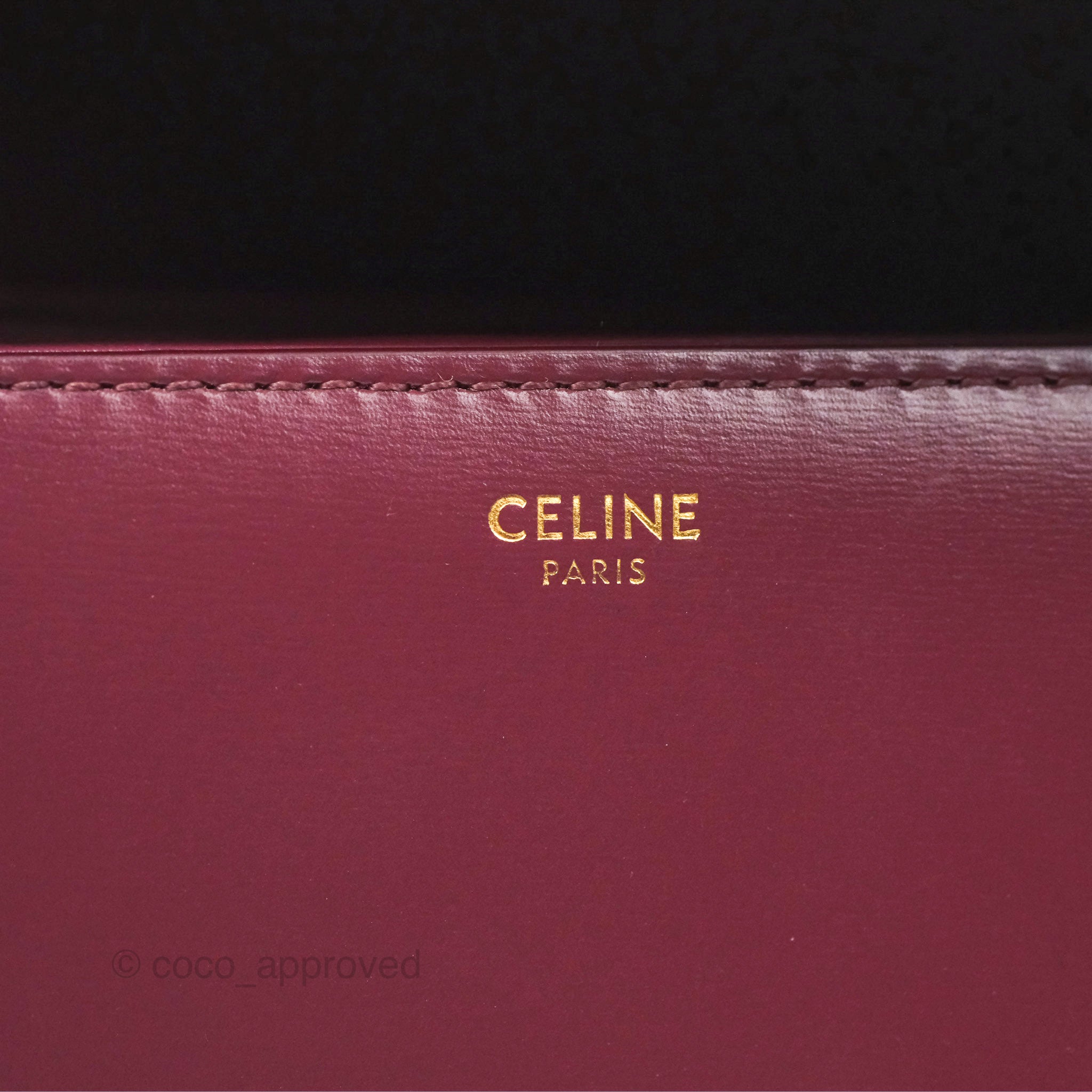 Celine Medium Triomphe Bag in Acai Burgundy Shiny Calfskin Leather - Luxury Crossbody Purse for Women, Perfect for Work, Travel & Evening Events