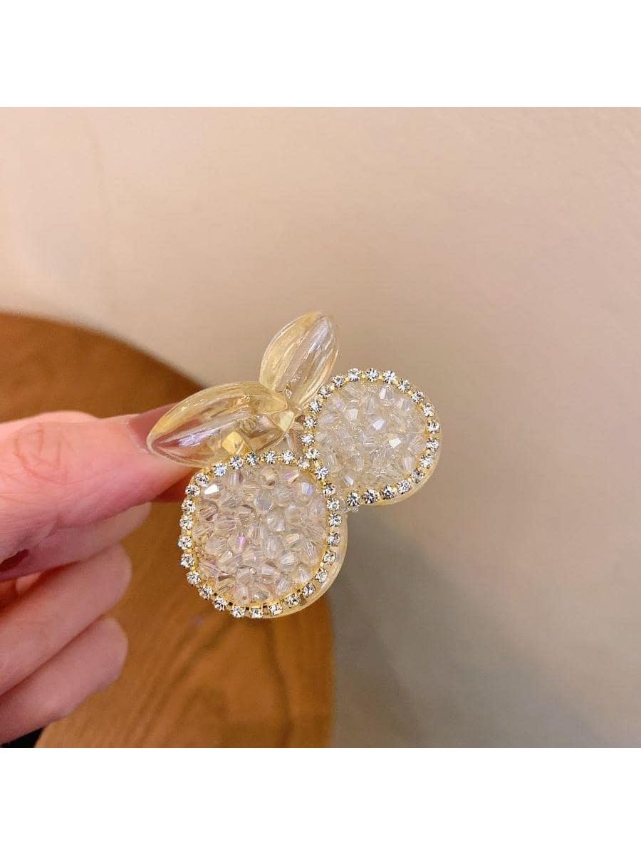 Starvis 2-Piece Round Hair Claw Clips for Women - Korean Style Bling Pearl Crystal Rhinestone Hair Accessories for Girls & Women - Perfect for Mini Ponytails, Butterfly Hairstyles, and Everyday Use