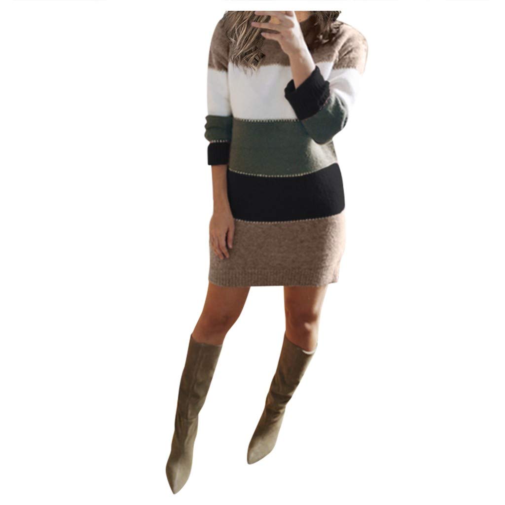 QIFEILA Women's Sexy Knit Sweater Mini Dress Long Sleeve Party Casual Summer Dress 2022 - Green XXXL for Night Out, Date Night & Club Wear