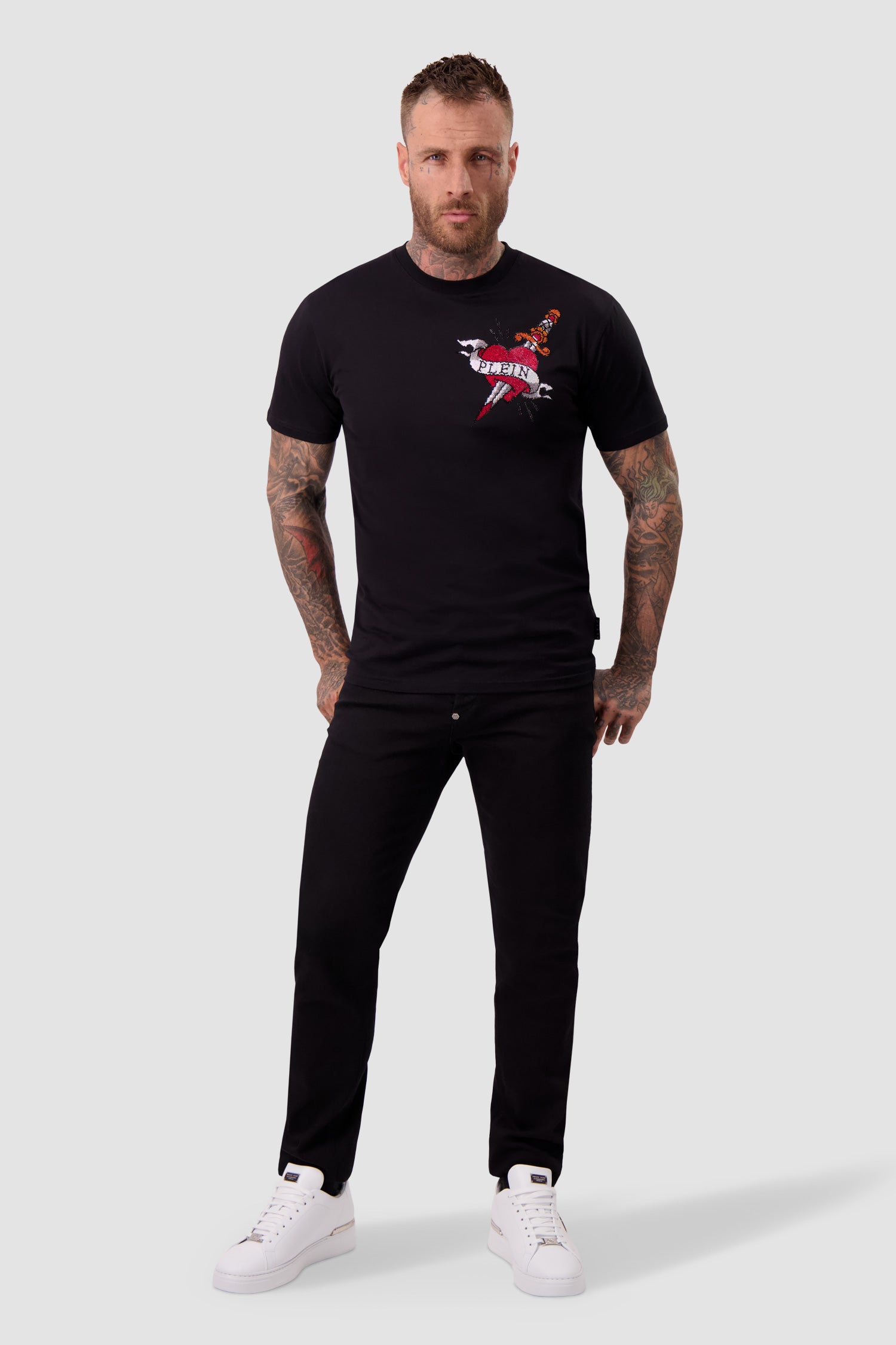 Philipp Plein Love Print Round Neck Short Sleeve T-Shirt for Men - Casual Streetwear & Everyday Fashion