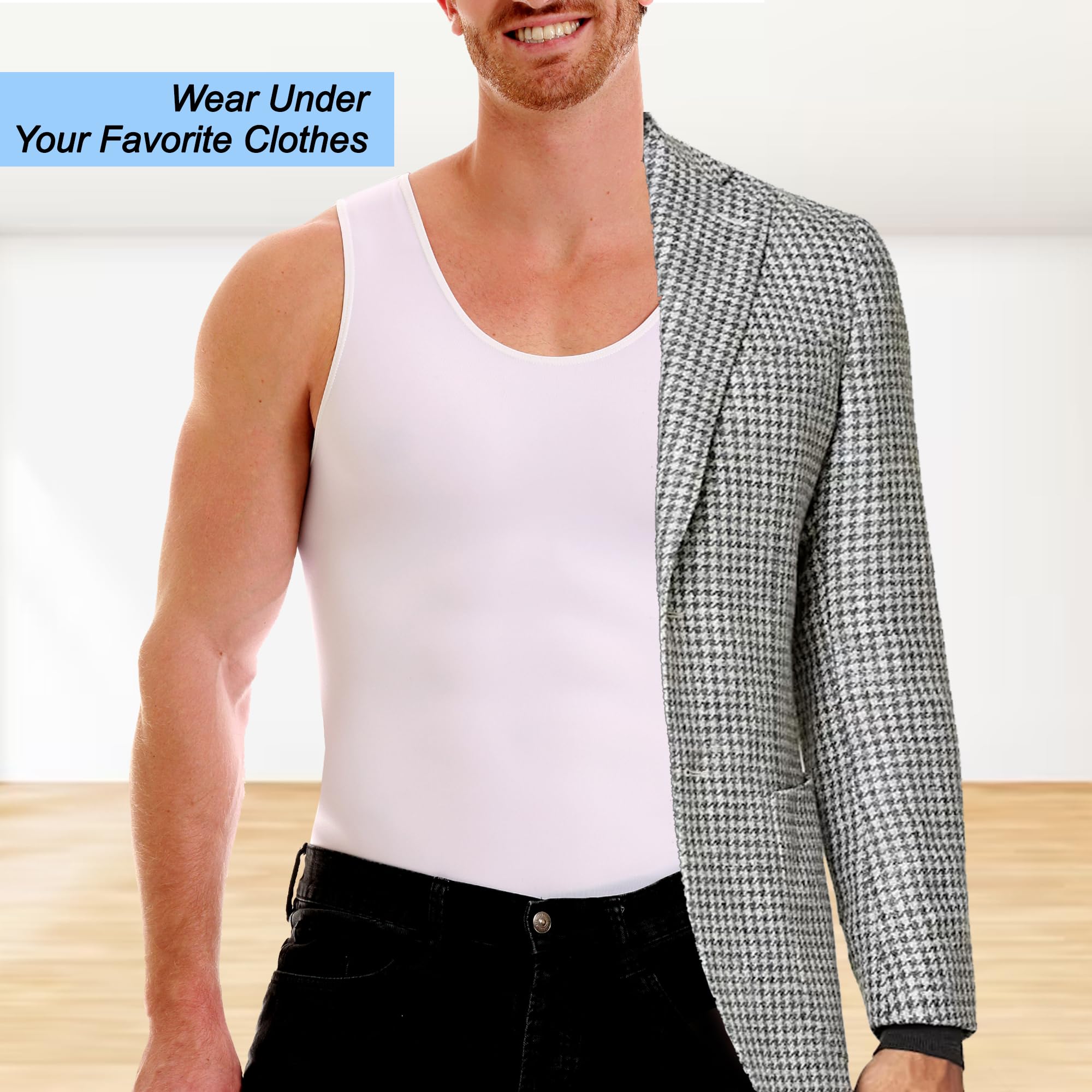 Insta Slim ISPRO Men's Slimming Muscle Tank Top - Shapewear Compression Shirt for Body Shaping & Workout (Made in USA) - Perfect for Gym, Weight Loss & Everyday Wear