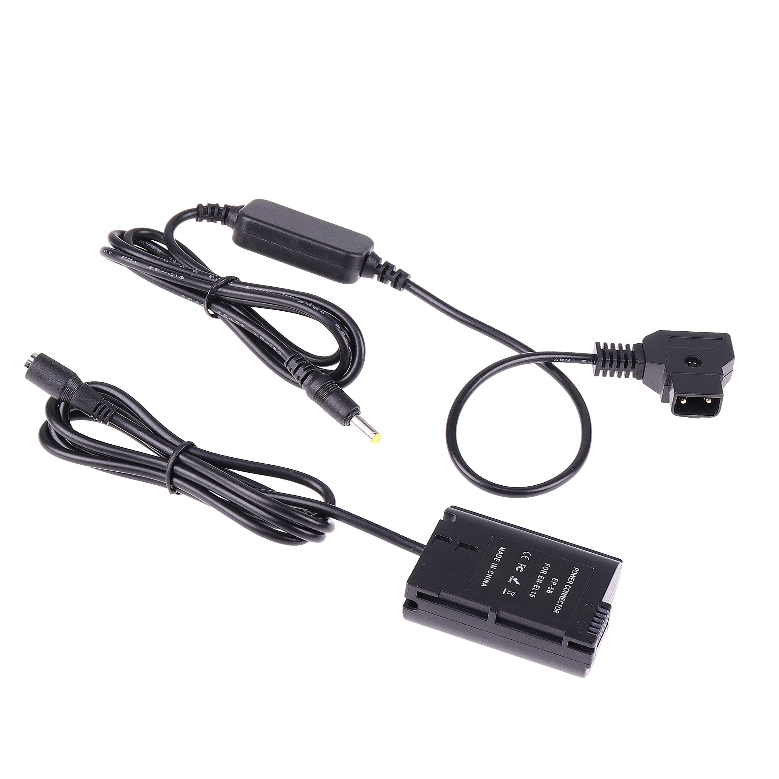 Fotga D-Tap to EN-EL15 Dummy Battery Power Adapter Cable for Nikon DSLR Cameras - Compatible with D500, D600, D610, D750, D780, D800, D810, D850, Z5, Z6, Z7 II, V1, D7000, D7100, D7200, D7500 - Works with V Mount & Anton Bauer Batteries - Perfect for Studio Photography & Continuous Shooting