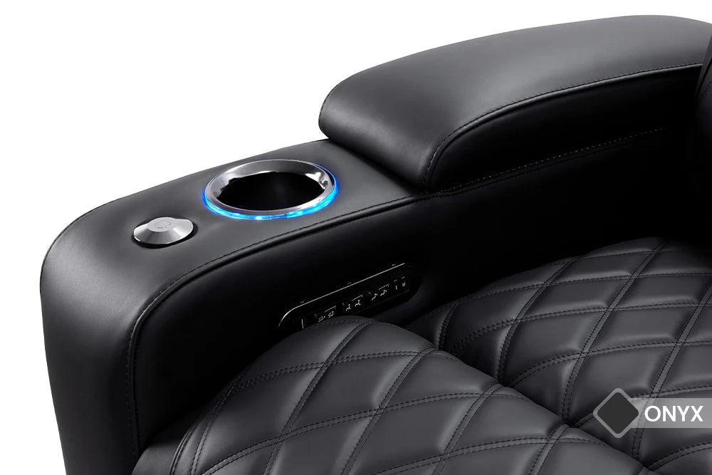 Luxury Home Theater Seating Set of 3 - Oslo Series 2025 Valencia Collection in Onyx Black | Premium Recliner Sofa for Movie Room, Gaming & Entertainment Spaces