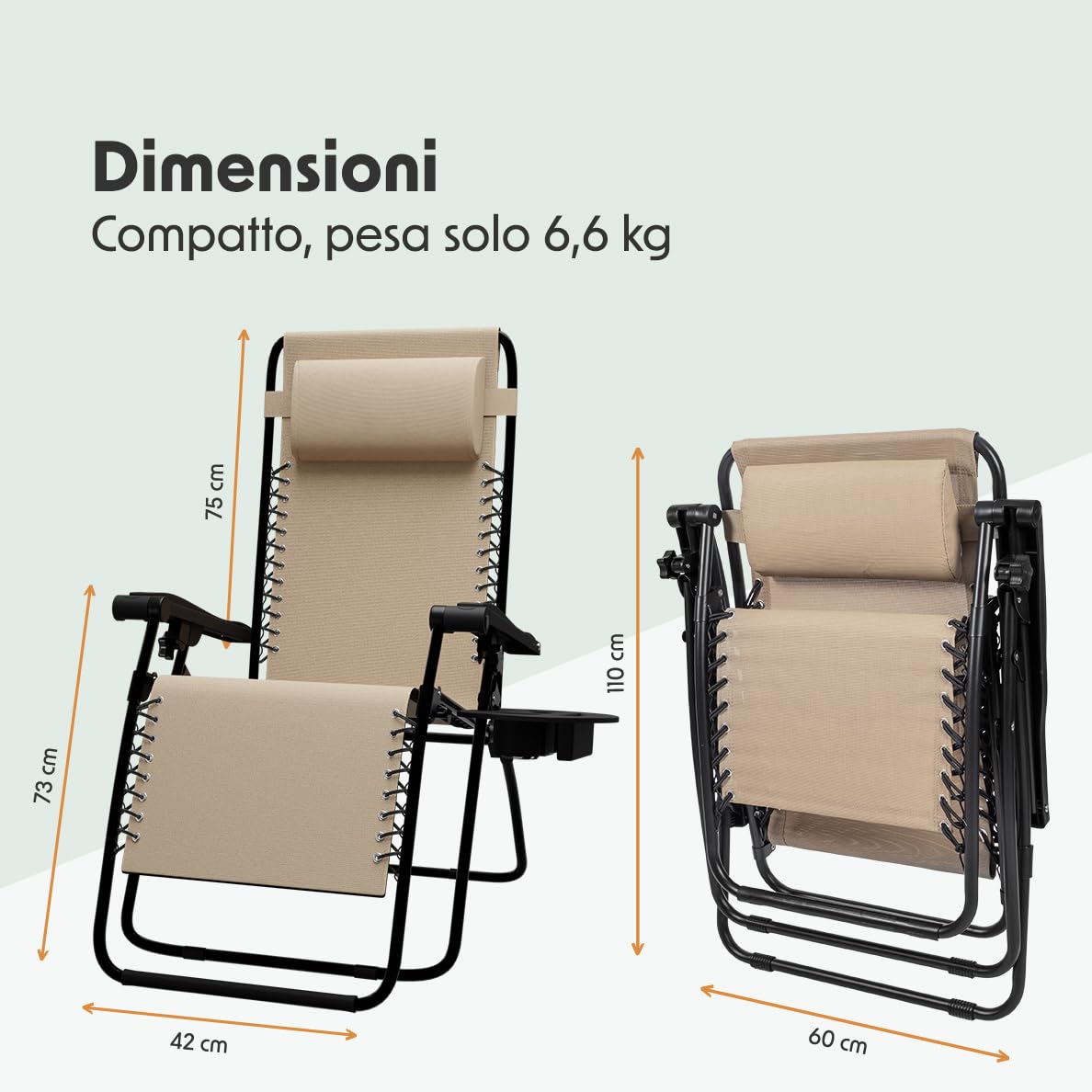LifeGoods Folding Garden Sun Lounger Chair - Adjustable Zero Gravity Outdoor Recliner for Patio, Poolside, Beach & Camping - Portable & Lightweight Deck Chair for Relaxing in Sun