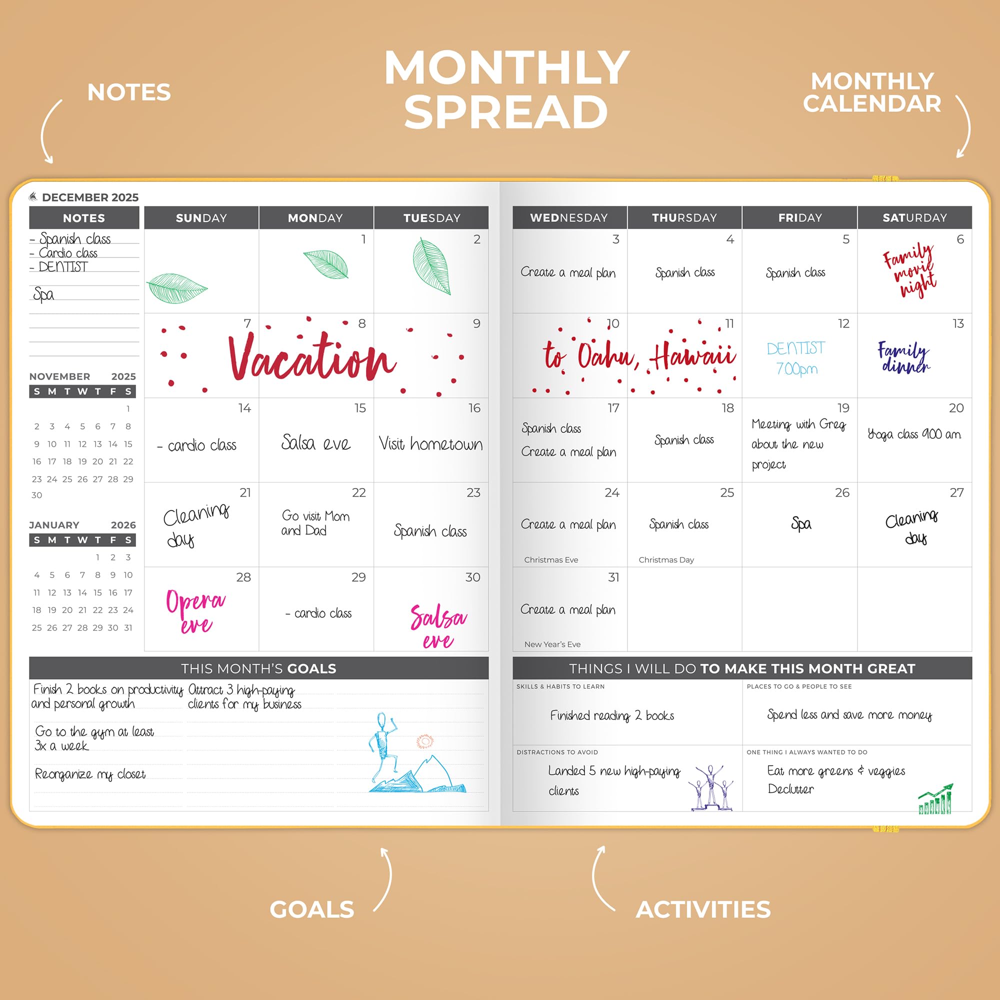 Clever Fox Planner PRO 2025-2026 Dated Weekly & Monthly Life Planner - A4 Size Productivity Organizer with Time Management & Goal Tracking - Gratitude Journal in Amber Yellow - Perfect for Students, Professionals & Entrepreneurs