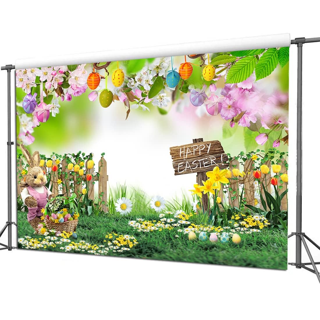 8x6ft Easter Spring Backdrop for Photography - Dudaacvt Easter Party Banner Decor, Perfect for Easter Photo Shoots, Spring Celebrations & Holiday Events