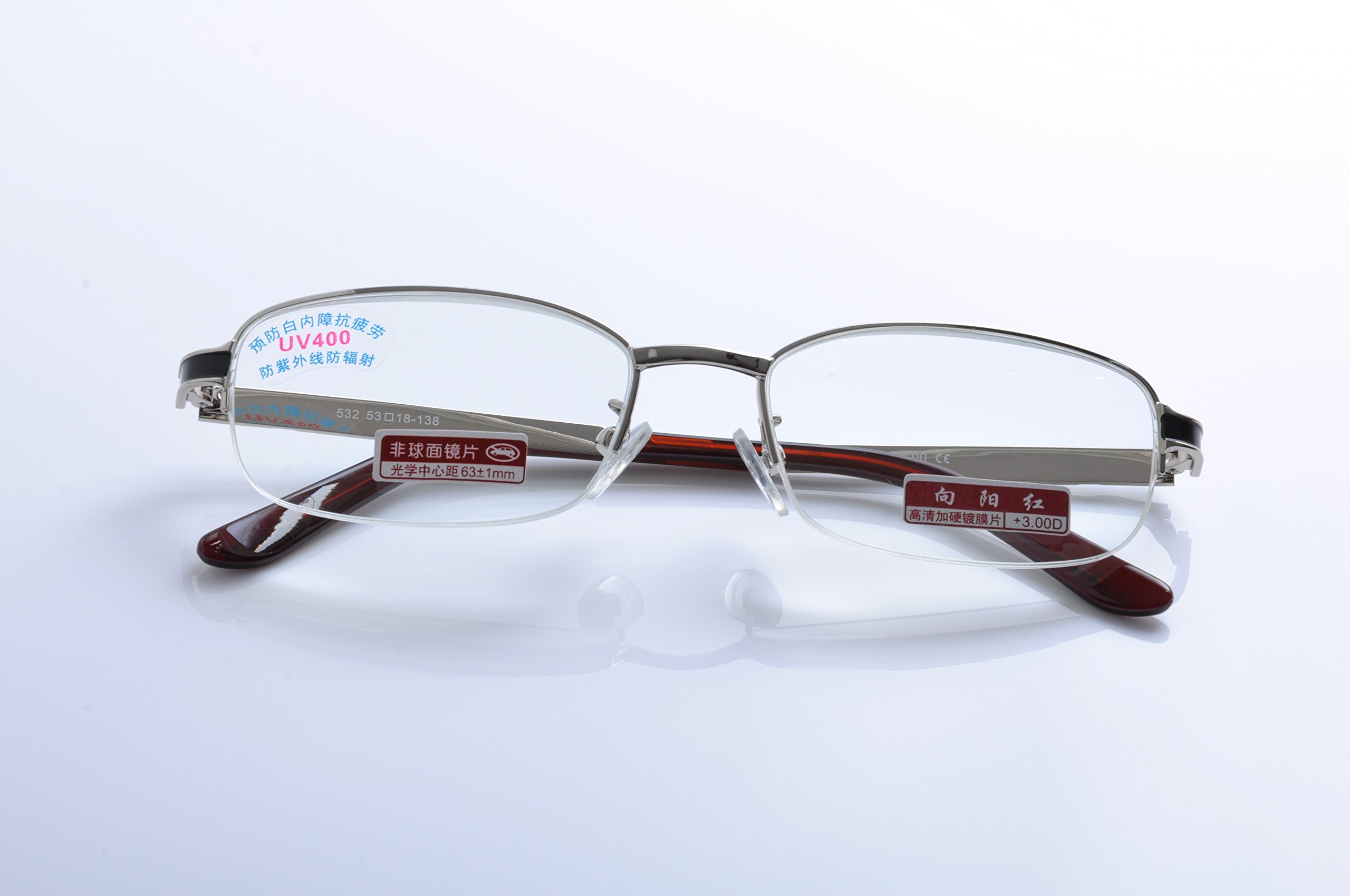 Premium Metal Half Frame Reading Glasses for Men & Women - Lightweight Blue Light Blocking Computer Glasses for Office Work, Reading, and Screen Use