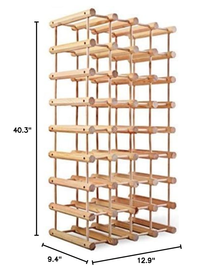 Premium Wooden Wine Rack Holder for 40 Bottles - Sturdy Wall Mounted or Countertop Display for Wine Cellar, Kitchen, Bar & Dining Room Decor