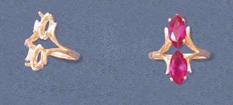 10x5mm Double Marquise Pre-Notched Fashion Ring - Solid Sterling Silver or 14K Gold - Size 7 (Setting 163 891/143 891) - Perfect for Weddings, Parties & Daily Wear