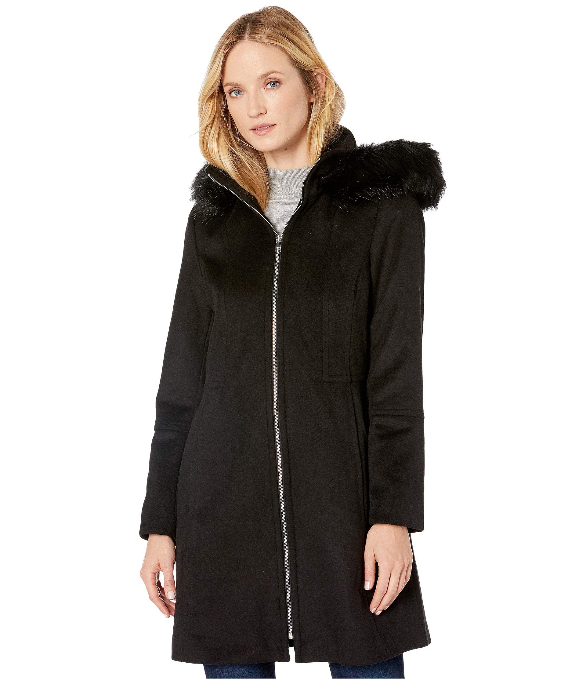 London Fog Zip Front Wool Coat with Hood - Warm Winter Outerwear for Men & Women | Perfect for Cold Weather, Commuting & Outdoor Activities