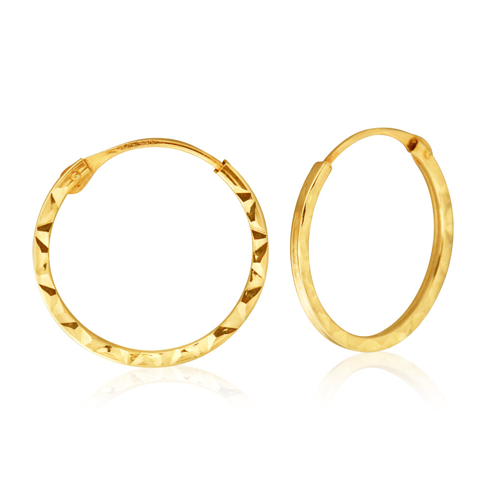 9ct Yellow Gold 1x14mm Hinged Hoop Earrings for Women - Classic Dainty Hinged Hoops - Perfect for Everyday Wear, Work & Special Occasions