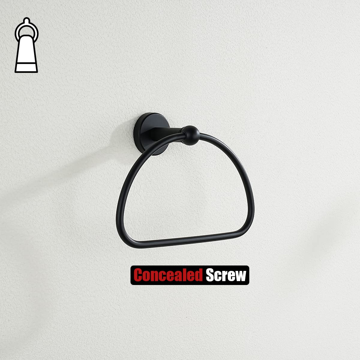 Matte Black Stainless Steel Towel Ring - 7