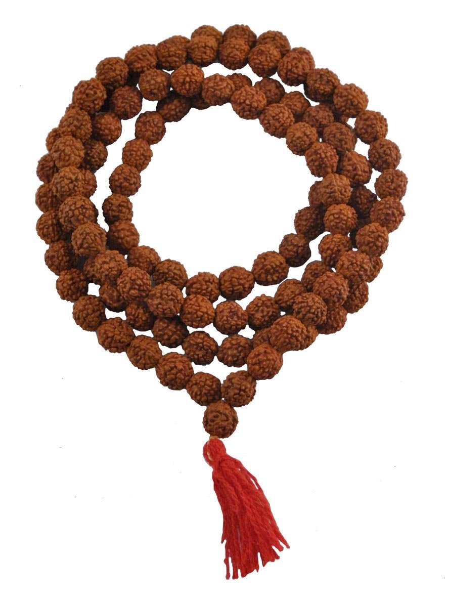 Authentic Tibetan 108 Beads Shiva Yoga Rudraksha Seeds Mala Necklace - Prayer Beads for Meditation, Yoga & Spiritual Practice - Handmade Buddhist & Hindu Prayer Jewelry for Mindfulness & Stress Relief
