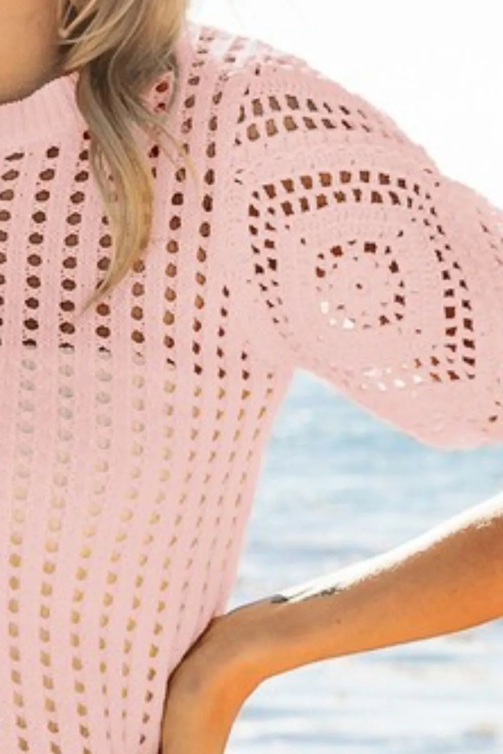 BiBi Crochet Knit Cover Up With Puff Sleeves - Boho Beach Dress, Summer Lace Cardigan for Women | Perfect for Beach Vacations, Pool Parties & Music Festivals